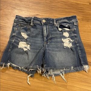American Eagle Denim Distressed Highrise Shortie size 10